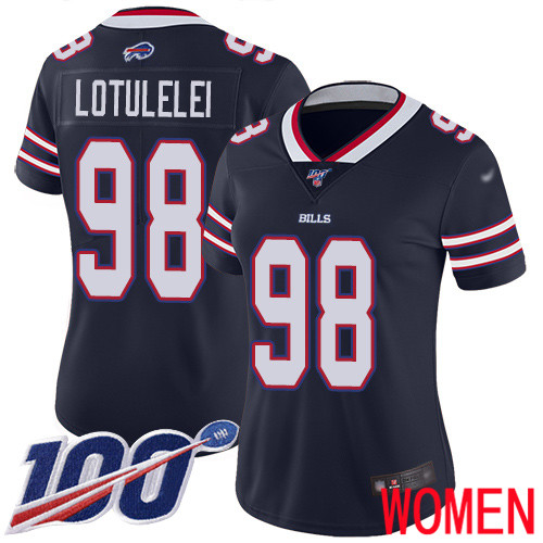 Women Buffalo Bills 98 Star Lotulelei Limited Navy Blue Inverted Legend 100th Season NFL Jersey
